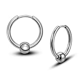 pendientes bolas negras Dimensiones compactas: diámetro interior 14 mm, grosor del material: 0,9 mm, tamaño de la bola 2 mm – tamaño discreto para el uso diario