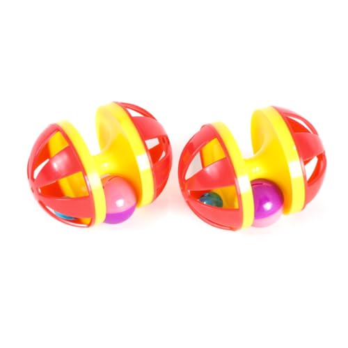 Toyvian 4pcs Creative Cat Ball Interactive Pet Supplies Durable Plastic Balls with Bell Design Engaging Cat Teasing for Fun Playtime Random Color