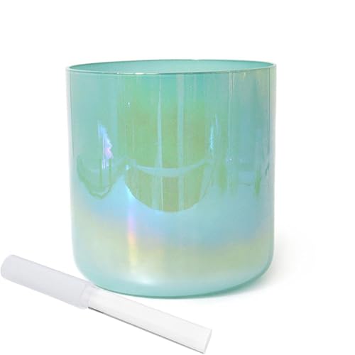 8 Inch Green Clear Sound Bowl Chakra Bowl, Alchemy Crystal Singing Bowl, Gift for Yoga Meditation & Sound Healing, With Acrylic Striker & O-ring(C Note)