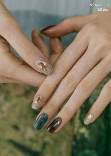 ohora Semi Cured Gel Nail Strips (N Dreaming) - Works with Any UV Nail Lamps, Salon-Quality, Long Lasting, Easy to Apply & Remove - Includes 2 Prep Pads, Nail File & Wooden Stick - Image 6