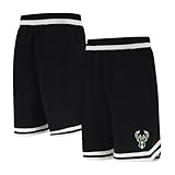Ultra Game NBA Official Men’s Supreme Basketball Training Shorts - Unisex, Milwaukee Bucks, Black, Small