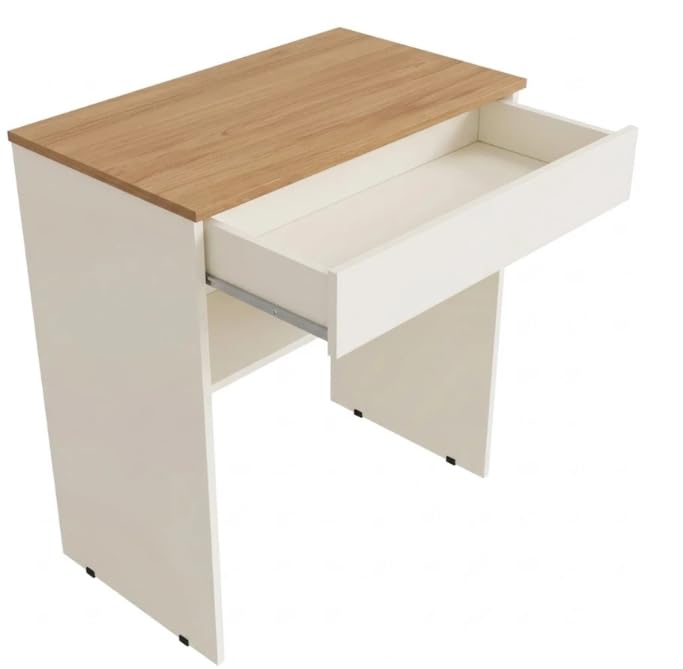 Escrivaninha Compacta 70cm com Gaveta para Escritório (Off White)