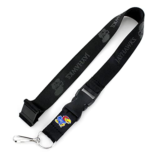 Aminco NCAA Kansas Jayhawks Team Lanyard, Black on Black