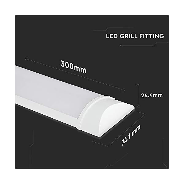 V-TAC 10W 1ft LED-Lichtleisten Integrierte Röhrenlampe 3000K Warmweiß 300x74x24mm Wand- und Deckenbeleuchtung 30000h… – Bild 6