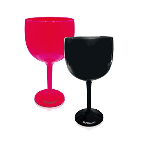 Kit 2 Taças Gin Preta e Rosa Acrílico Ps KrystalON