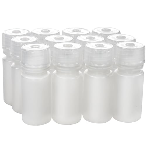 EISCO - Pack of 12, 4mL Narrow Mouth HDPE Translucent Reagent Bottles with Polypropylene Caps, Non-Sterile, Leak-Proof, Chemical Resistant, -100 to 120°C Temperature Range, Lab Storage & Transport