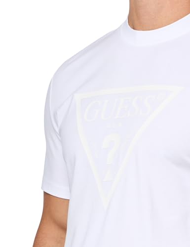Guess Mens Eco Tonal Logo Short Sleeve T-Shirt, True White, Small