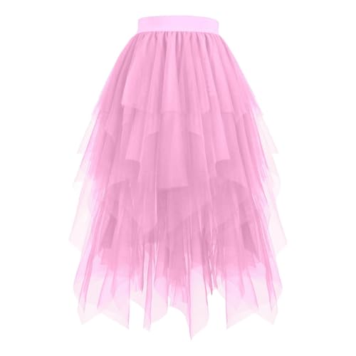 Tulle Skirts for Women High Low Layered Irregular A-Line Midi