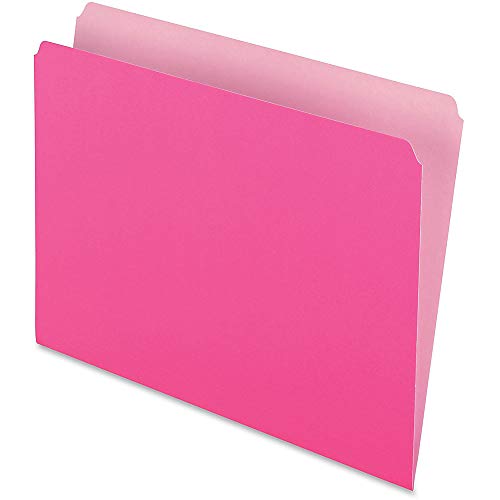 Pendaflex Carpetas de archivos de colores 152PIN, corte recto, pestaña superior, carta, rosa/rosa claro, caja de 100