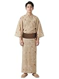 浴衣 メンズ 単品 [なごみや] 男物 浴衣 変わり織 レトロ モダン シック かっこいい 高見え 夏祭り 夕涼み 花火 メンズ M かまわぬ_ベージュ1073-1B