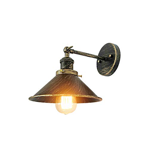 SMWZFDD Vintage Industrial Wall Lights E27 Retro Wall Lamp Industrial Wall Light Loft Wall Sconce Lamps Bedside Wall Light for Bedroom Cafe Bar Aisle,Metal Lampshade, E27,Gold