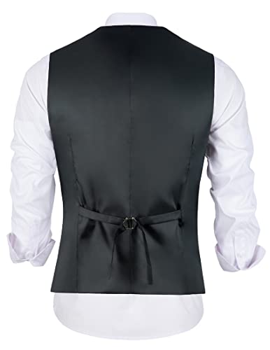 Holivyer Men's Suit Vest Black Slim Fit Business Wedding Formal Dress Waistcoat Vest With Pockets For Suit Or Tuxedo M #TOP2