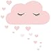 greenluup Öko Wandsticker Wandaufkleber Wandtattoo schlafende Wolke mit Wimpern Sterne Herzen in Rosa Weiß (Baby Wolke Rosa)