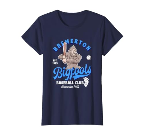 Funny Bigfoot Baseball Retro Minor League Baseball Team T-Shirt, Women, Navy Blue, Small