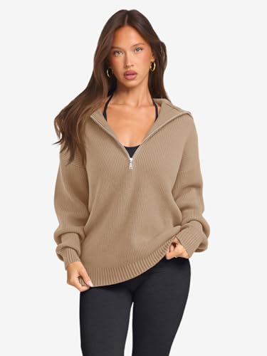 LASLULU Womens Half Zip Pullover Sweaters Collared Long Sleeve Fall Winter Sweaters 2025 Trendy Clothes Outfits2