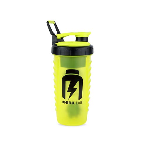 #HIRO.LAB Shaker Proteine "Crater Cap" 770 ml - Fitness Shaker Sport Pour Le Gymnase - Shaker Avec Un Conteneur Pour Les Suppléments - Sans BPA (Jaune) Cover