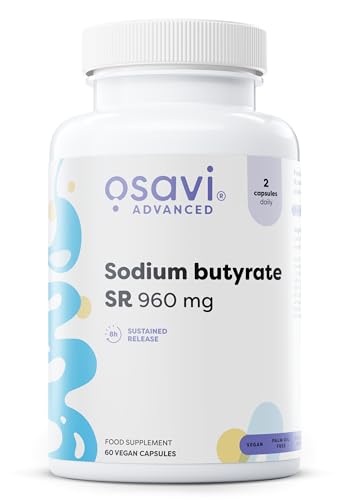 Osavi Sodium Butyrate SR 960 mg 60 Vegan Capsules | Microencapsulated SustainedRelease Sodium Butyrate | High Butyric Acid Content | Tasteless & Odourless | Vegan GlutenFree SoyFree GMOFree