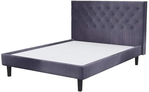 Image of Wooden Modern Upholstered King Size Bed for Bedroom | Wooden Double Bed Without Storage | Platform Cot Upholstered Bed with Upholstery Fabric | Engineered Wood | 6.5 x 6 Ft | Dark Grey-B