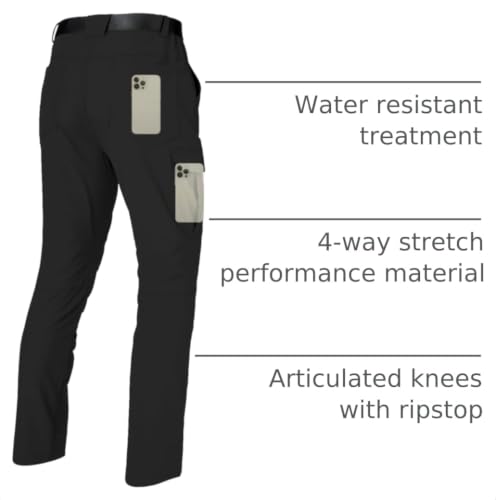 keihTrail Men's Hiking Pants Lightweight Waterproof Cargo Quick Dry Tactical Outdoor Fishing Travel Mountain Work Pants Black S - image 4