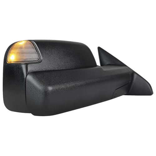 Spec-D Tuning Black Right Passenger Side Power Heated Manual Fold Tow Mirror w/Puddle Light + Blind Spot Compatible with 2019-2022 Ram 2500 3500