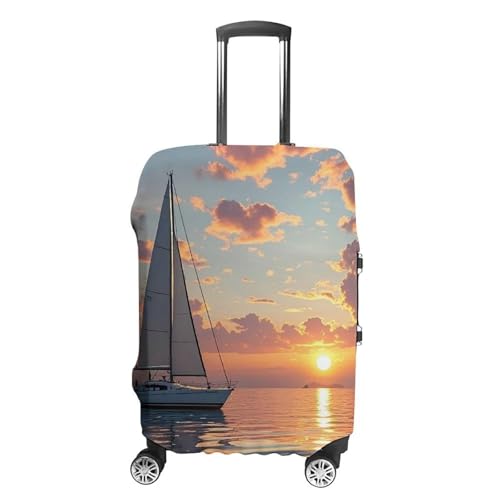 Sailboat And Sunset Printed Luggage Cover Protector, Fits 18-32 Inch Luggage