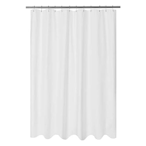 Mrs Awesome Embossed Microfiber Extra Long Shower Curtain Liner 71 x 78 inches, Soft Fabric Shower Curtain Washable and Water Repellent,71x78, White Cover