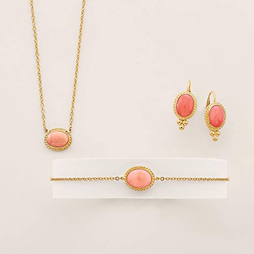 Ross-Simons Bezel-Set Coral Drop Earrings in 14kt Yellow Gold4