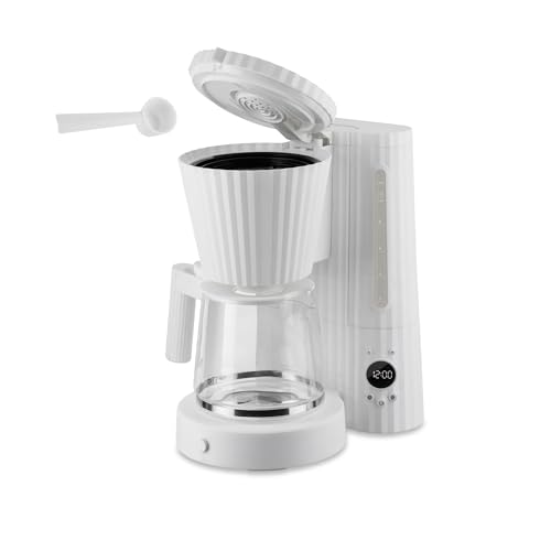 Alessi Plissé MDL14 W/UK - Design Drip Coffee Maker, with Automatic Start Function, in Thermoplastic Resin, British Plug 1100 W, 150 cl, White