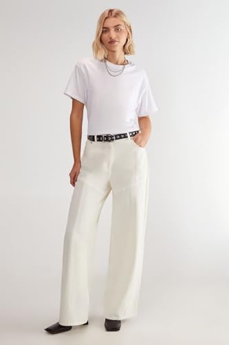 Nasty Gal Denim Straight Leg Jeans, 12, Ecru