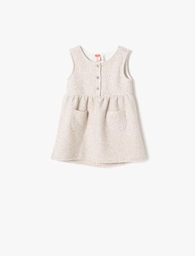 Robe Filles en coton écru à col rond et boutons Koton