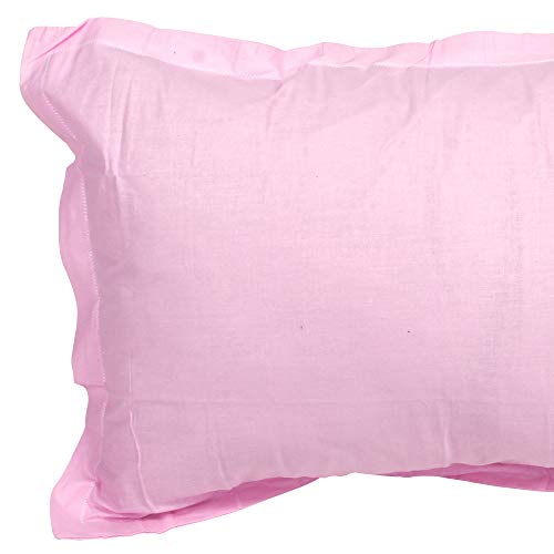 Image of Story@Home 210 TC Spark Solid Plain Cotton Single Bedsheet with 1 Pillow Cover (Light Pink)