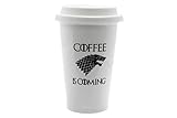Coffee Tumbler Inspired by Game of Thrones – Cool TV Props GoT Merchandise – Porcelain 12 oz Mug