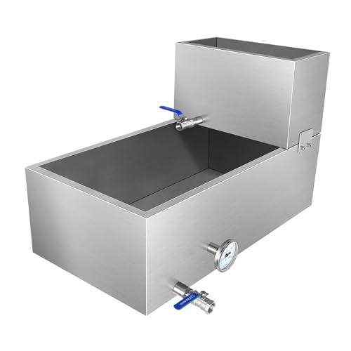 POPMOON Maple Syrup Evaporator Pan, 304 Stainless Steel with 2 Valves &amp; 1 Thermometer for Efficient Boiling, 30x16x19 Inch