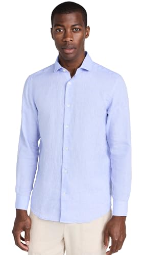 トップス Errico Formicola Blue linen shirt 31d7zZiED0L.jpg