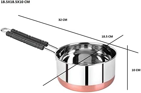 Handcrafted Stainless Steel Copper Bottom Sauce Pan Set - 3-Piece Tea, Milk, and Cooking Pot Collection