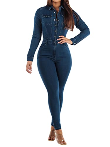 Onsoyours Damen Jeansoverall Jumpsuit Skinny Fit Denim-Overall Playsuit...