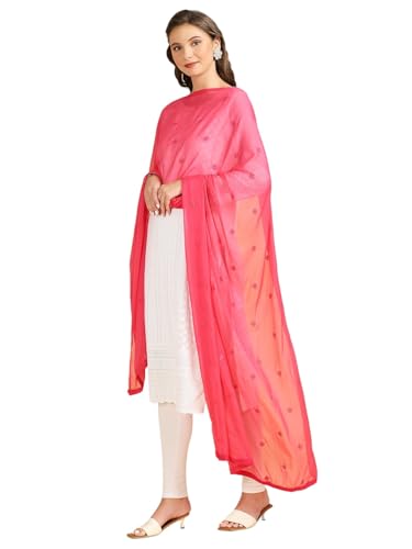 Image of DUPATTA BAZAAR Women's Embroidered Chiffon Dupatta with Delicate Sequins