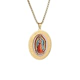 Collar con colgante ovalado de calidad de la Virgen María para mujer, regalo romántico de la suerte