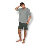 TRAMAS+ Pijama Hombre Verano 100% Algodón, Azul Claro