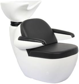 Meghan Salon Shampoo Black White Backwash Chair Porcelain Bowl Barber Unit Sink Salon Spa Beauty Equipment
