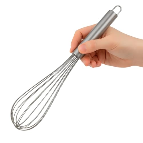 CHEFZOCO Batidor manual, Varillas de batir, Batidor de alambre, Mezclador manual, Batidor de cocina, Batidor de huevos, Apto para Mezclar, Revolver la Masa, Huevos, Longitud 30 cm, Acero inoxidable