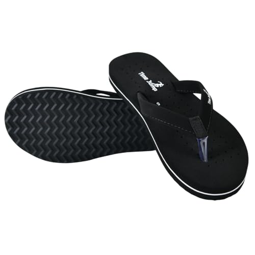 Image of Perforated Flip Flops, Burgundy with Black Straps, Casual Beach Sandals