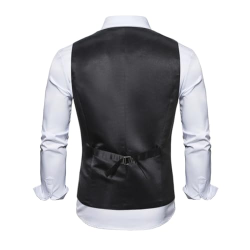 Men’S Sleeveless Vest Jacket Single Breasted V-Neck Slim Fit Chic Waistcoat For Wedding Stage Performance2