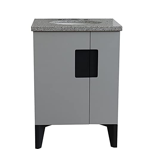 Kolb 25" Single Oval Sink Vanity With Gray Granite Stone In Light Gray #TOP3
