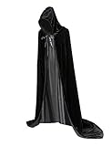 Winregh Adult Velvet Cloak With Hood Cape For Halloween Christmas Party Cosplay Costumes(Black)