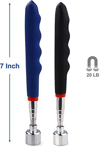 2 Pieces 20 lbs Magnetic Telescoping Pick Up Tool for Small Metal Tools Extends from 7 to 30 inches / 185-720mm (20LB(balck+blue))