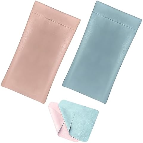 REEKNOKOL Leather Sunglasses Case with Cleaning Cloth Cover