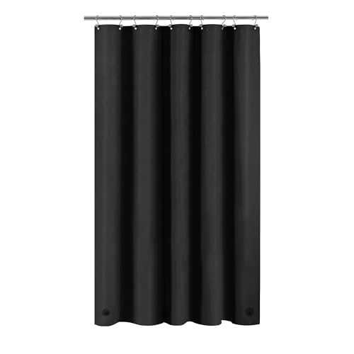 Image of Barossa Design 54W x 78H Stall Shower Curtain Liner Black - Waterproof Lightweight PEVA Plastic Shower Liner with 3 Magnets & Metal Grommets - Black