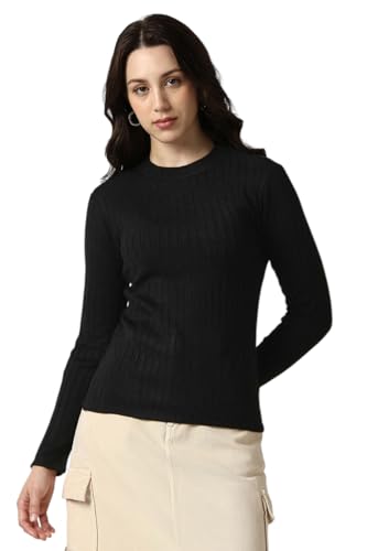 Image of Van Heusen Women's Round Neck Solid Knit Top|Full Sleeve Casual winterwear