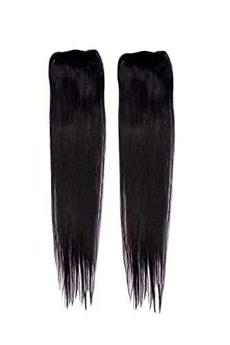 Image of Wynk Mavens Clipin Human Hair Side Cover Up Clip In Extension /Patche for women black pack of 2 b;ack colour